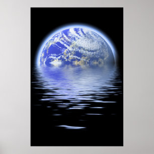 Jorden över översvämmade Vatten-ripplar Poster