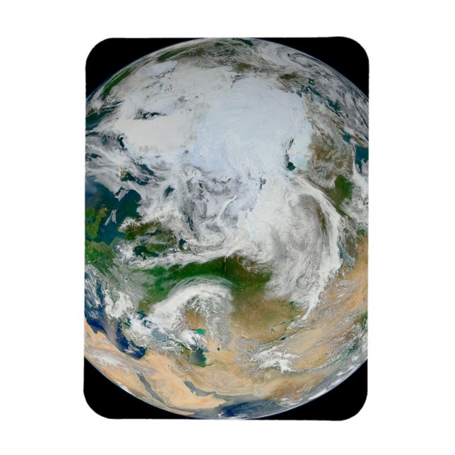 Jorden som visar Arktis, Europa och Asien. Magnet (Vertikal)