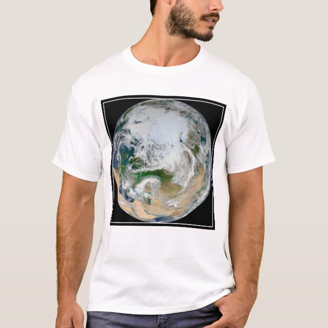 Jorden som visar Arktis, Europa och Asien. T Shirt (Framsida)