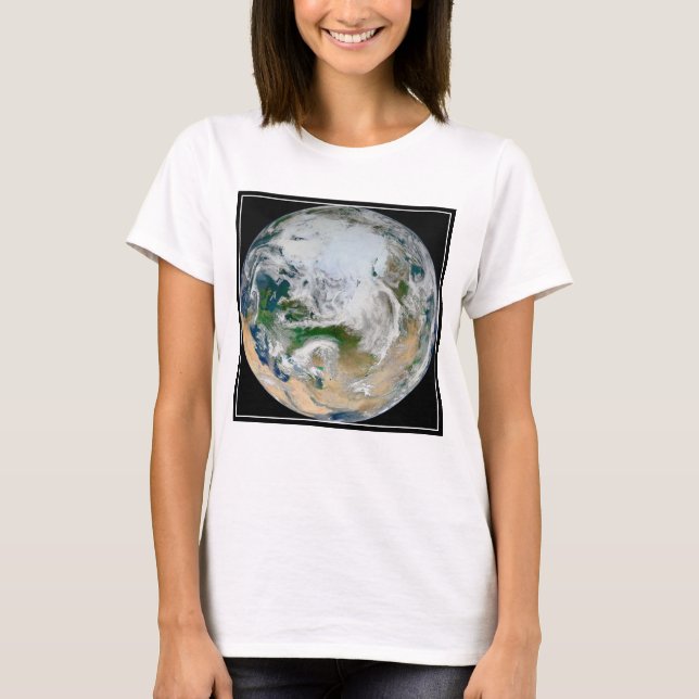 Jorden som visar Arktis, Europa och Asien. T Shirt (Framsida)