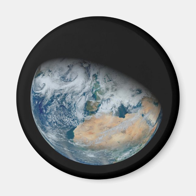 Jorden som visar norra Afrikan och sydöstra Europa Magnet (Framsidan)