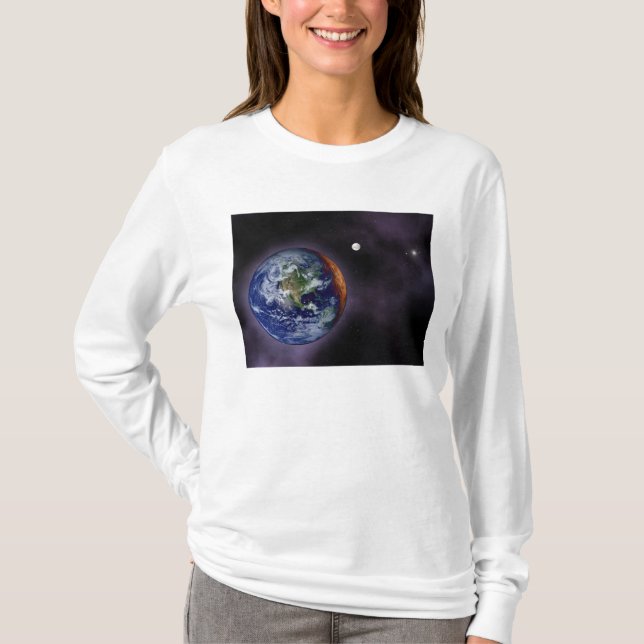 Jorden som visas vid yttre kant t-shirt (Framsida)