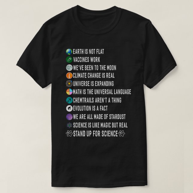 Jorden står inte upp för vetenskapens skirtgåva t shirt (Design framsida)
