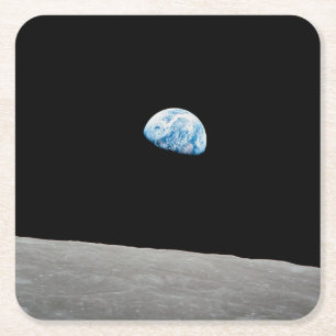 Jorden Stigning över Lunar Horizon. Underlägg Papper Kvadrat