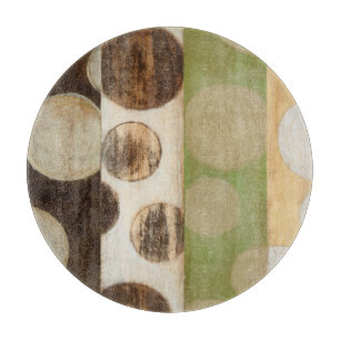 Jorden Tone Wood Panel-målning med cirklar