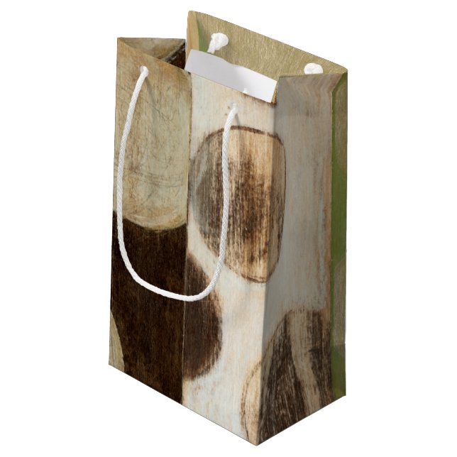 Jorden Tone Wood Panel-målning med cirklar (Baksidan Vinklad)