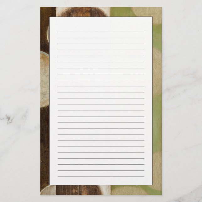 Jorden Tone Wood Panel-målning med cirklar Brevpapper (Framsida)