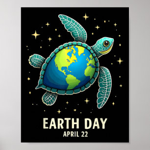 Jordens dag 2025 Återställ Jorden Havssköldpadda K Poster