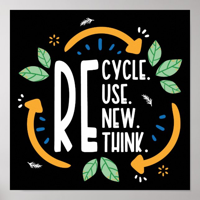 Jordens dag Återvinna Reuse Reuse Reew ReThink Env Poster (Framsidan)