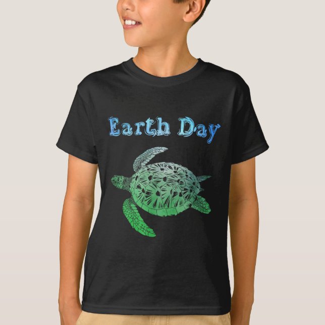 Jordens dag havssköldpadda  t shirt (Framsida)