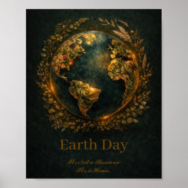 Jordens dag Mörk Botanisk Krans Naturälskare Prese Poster