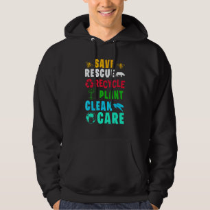 Jordens dag Spara rädda Växt Ren Vård Sköldpadda D Hoodie
