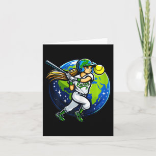 Jordens dag tjej som spelar Softball Sport Design  Kort