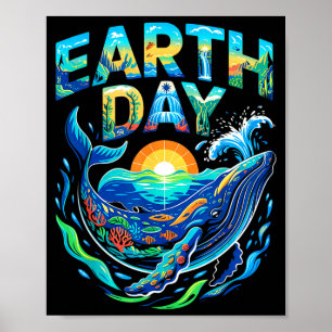 Jordens dag valhajar hav bevarande natur konst poster