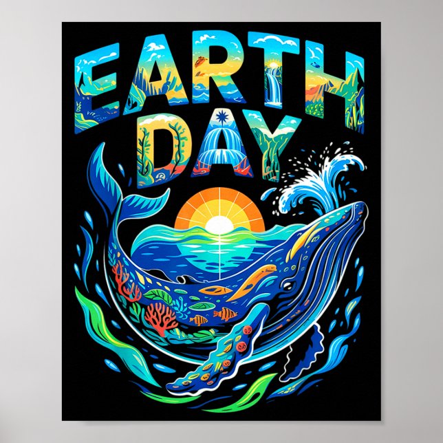Jordens dag valhajar hav bevarande natur konst  poster (Framsidan)