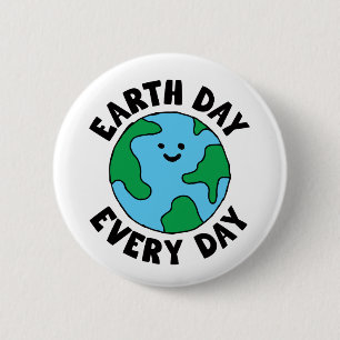 Jordens dag vardagsmiljövänlig Icon Lycklig Earth  Knapp