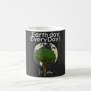 Jordens dag varje dag, gå grön, elegant konst natu kaffemugg