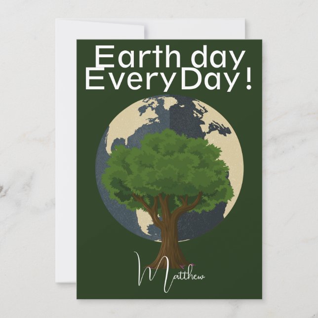Jordens dag varje dag, gå grön, elegant konst natu kort (Framsida)