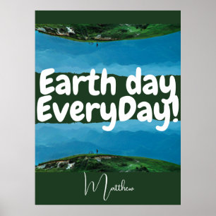 Jordens dag varje dag, gå grön, elegant konst natu poster