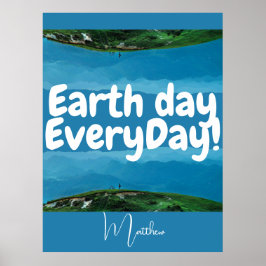 Jordens dag varje dag, gå grön, elegant konst natu poster