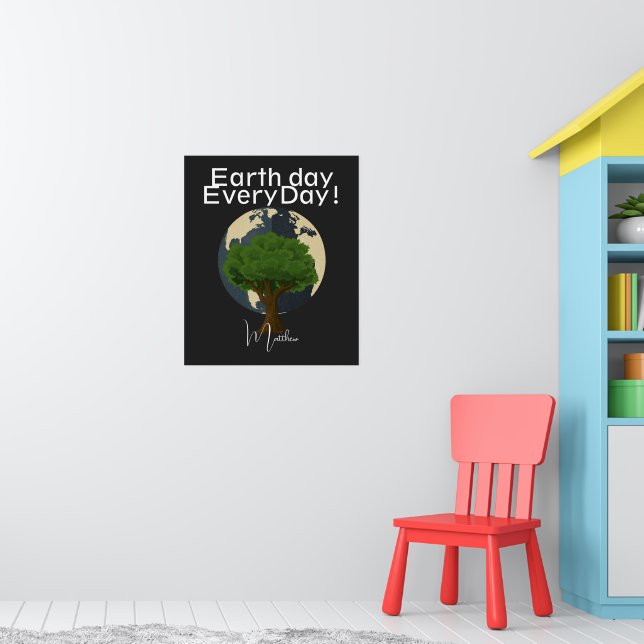 Jordens dag varje dag, gå grön, elegant konst natu poster (Barnkammare 1)