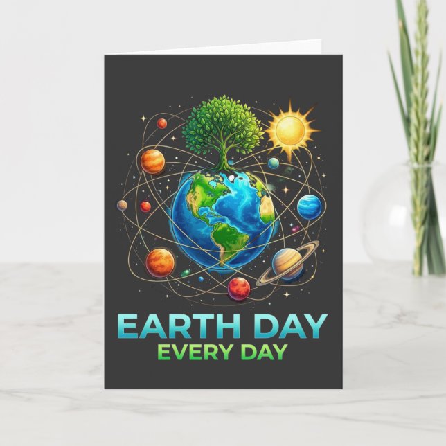 Jordens dag varje dag Planet Jorden Solsystemet Tr Kort (Framsida)