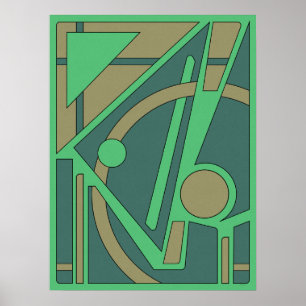 Jordens geometriska Abstrakt i Grönt och olivträd Poster