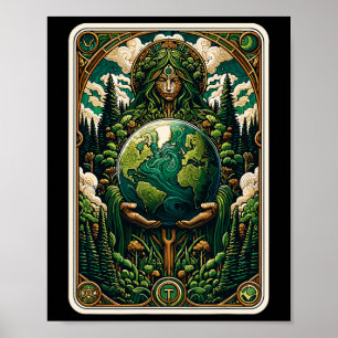 Jordens Guardian Enchanting Nature Art Tarot Card Poster