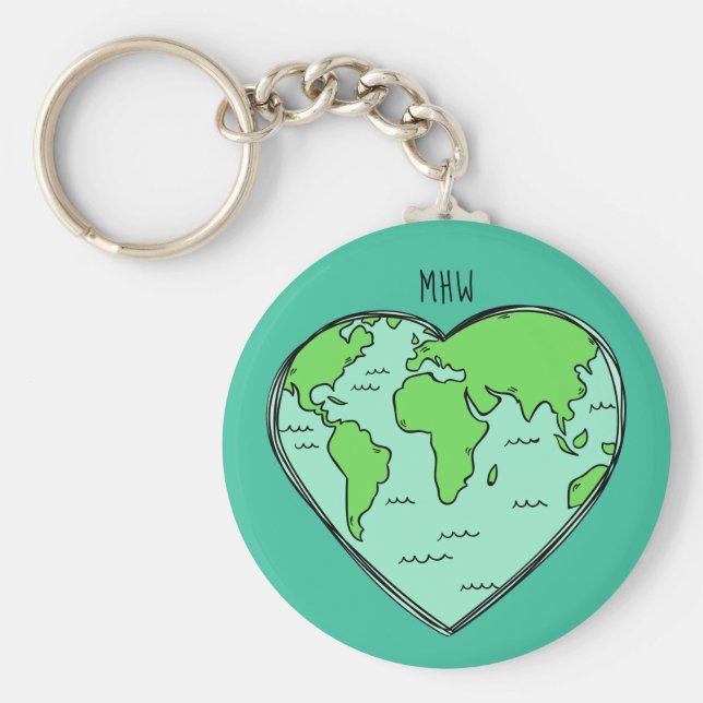 Jordens Kärlek anpassningsbar-monogramnyckelringar Nyckelring (Framsidan)