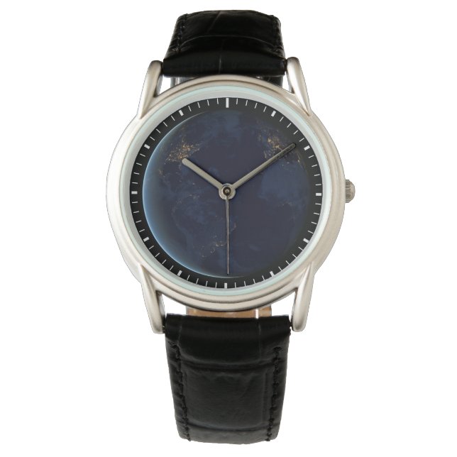 Jordens stad Ljus på natten Armbandsur (Framsida)