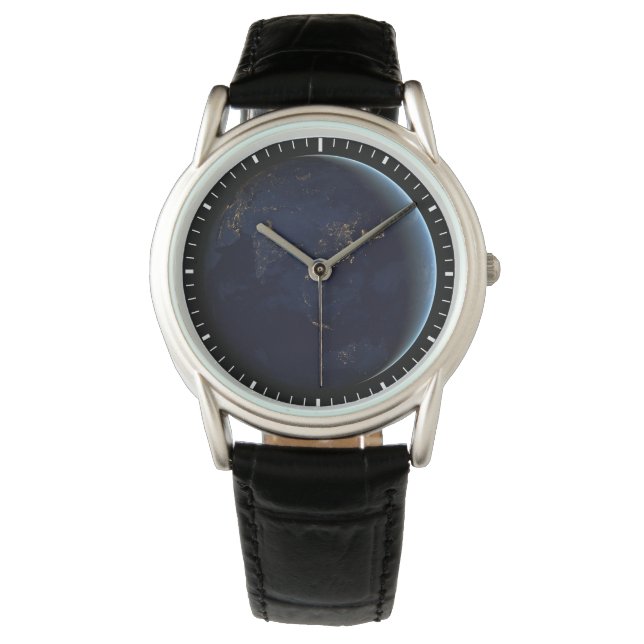 Jordens stad Ljus på natten i Asien och Australien Armbandsur (Framsida)