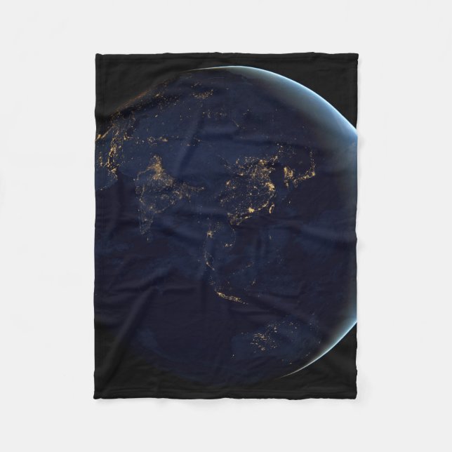 Jordens stad Ljus på natten i Asien och Australien Fleecefilt (Framsidan)