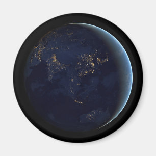 Jordens stad Ljus på natten i Asien och Australien Magnet