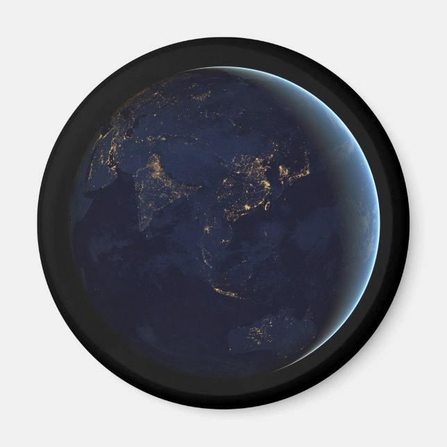 Jordens stad Ljus på natten i Asien och Australien Magnet (Framsidan)