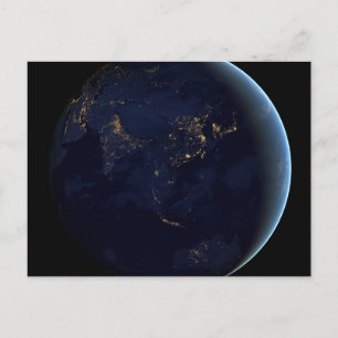 Jordens stad Ljus på natten i Asien och Australien Vykort