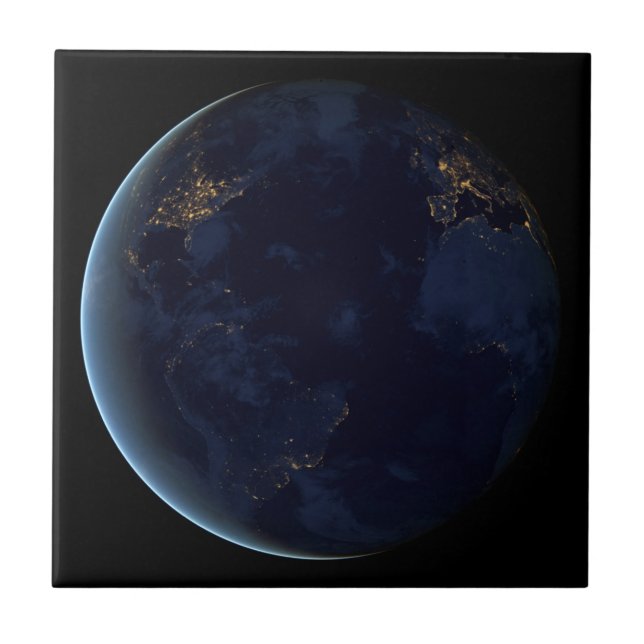 Jordens stad Ljus på natten Kakelplatta (Framsidan)