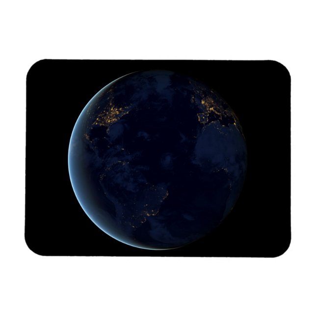 Jordens stad Ljus på natten Magnet (Horisontell)