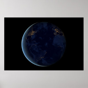 Jordens stad Ljus på natten Poster