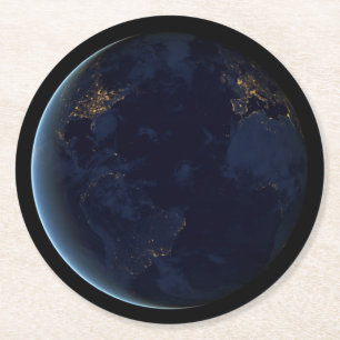 Jordens stad Ljus på natten Underlägg Papper Rund