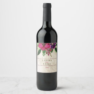 Jordens, tranberry-Plum-Blommigt Vinflaska Etikett