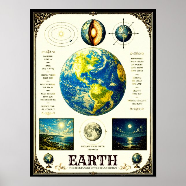 Jordens viktorianska astronomidiagram poster (Framsidan)