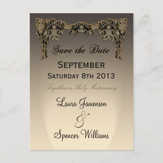 Jordey Sepia Bröllop Reminder Vykort (Framsida)