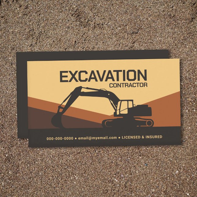 Jordfärgad - Schaktentreprenör Visitkort (Earth-Toned - Excavation Contractor Business Card)