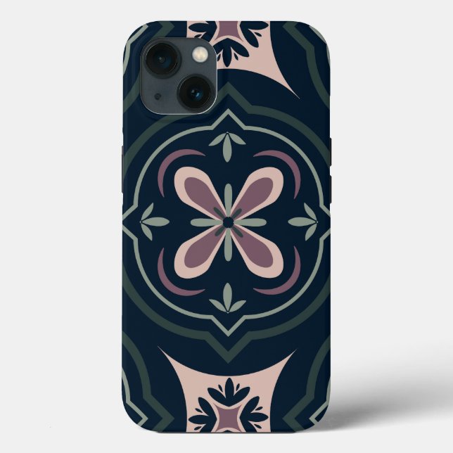 jordfärgade blomster geometriska plattor (Baksida)