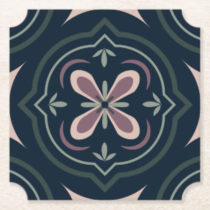jordfärgade blomster geometriska plattor underlägg papper