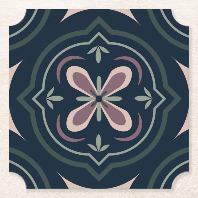 jordfärgade blomster geometriska plattor underlägg papper (Framsida)