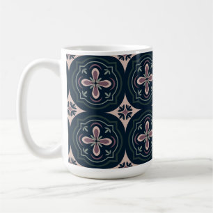 jordfärgade blomstergeometriska plattor kaffemugg