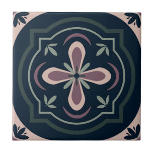 jordfärgade blomstergeometriska plattor kakelplatta