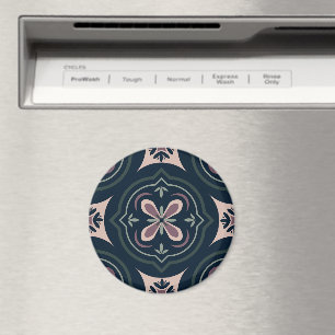 jordfärgade blomstergeometriska plattor magnet