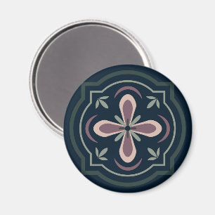 jordfärgade blomstergeometriska plattor magnet